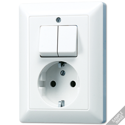 Jung AS500 combinatie wandcontactdoos met randaarde en serieschakelaar creme AS5575EU