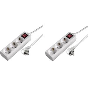 Tafelcontactdoos - 2x - 3-voudig - schakelaar - met 1,4 meter snoer - stekkerdoos