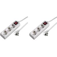 Tafelcontactdoos - 2x - 3-voudig - schakelaar - met 1,4 meter snoer - stekkerdoos