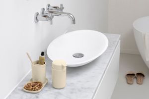 Brabantia ReNew badkameraccessoires, set van 3 - zeepdispenser, tandenborstelhouder en schaal - Soft Beige