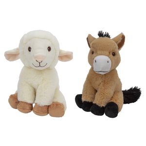 Pluche boerderijdieren knuffels Schaap en Paard van 23 cm