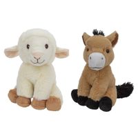 Pluche boerderijdieren knuffels Schaap en Paard van 23 cm - thumbnail