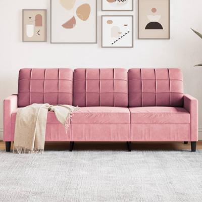 Driezitsbank 180 cm fluweel roze