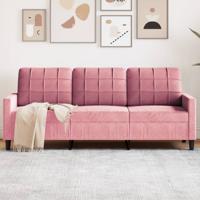 Driezitsbank 180 cm fluweel roze