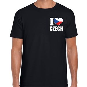 I love Czech t-shirt Tsjechië zwart op borst voor heren