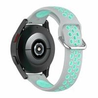 Siliconen sportbandje met gesp - Grijs + turquoise - Samsung Galaxy Watch 6 - 40mm & 44mm