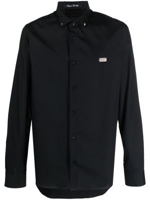 Philipp Plein chemise à plaque logo poitrine - Noir