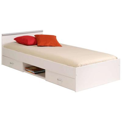 Leen Bakker - Bed Natan Incl. Lades - 90x200 Cm - Spaanplaat - Wit - 203x95.8x58.9 Cm