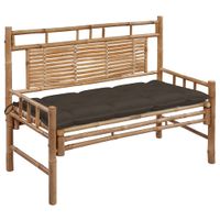 VidaXL Tuinbank met kussen 120 cm bamboe - thumbnail