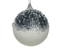 Kerstbal foam acryl d8 cm wit/blauw - Decoris
