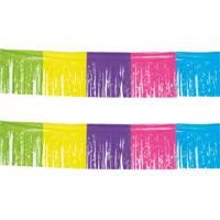 Franje slinger - 2x - gekleurd - 10 meter - plastic - feestslingers - slingers - versiering
