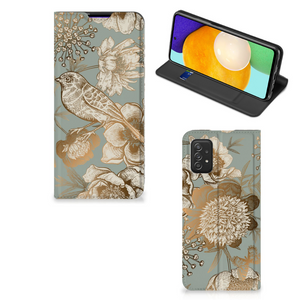 Smart Cover voor Samsung Galaxy A03s Vintage Bird Flowers