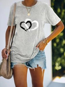 Heart/Cordate Crew Neck Casual T-Shirt