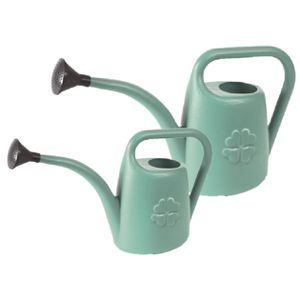 Combi-set kunststof bloemen/planten gieters met broeskop/sproeikop mintgroen 1.8 en 4,5 liter