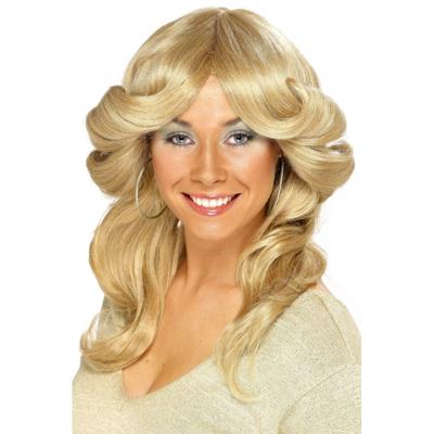 Sixties/Seventies verkleed pruik voor dames - blond - pruiken met lang golvend haar