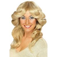 Sixties/Seventies verkleed pruik voor dames - blond - pruiken met lang golvend haar