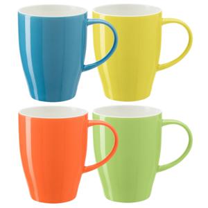 Koffie mokken/bekers Paris - 4x - porselein - multi kleuren - 350 ml - stijlvolle vorm