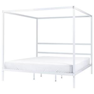 Beliani - LESTARDS - Hemelbed - Wit - 180 x 200 cm - Staal