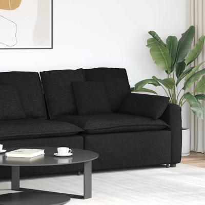 Modulaire bank Armleuning eindmodule met kussens 100 cm zwart