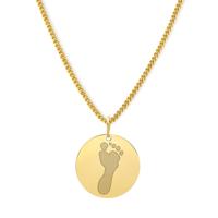 Gepersonaliseerde 1 hand- of voetafdruk ketting - Stainless steel - Goud - Rond 18 mm - Voetafdruk