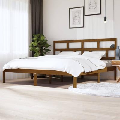 Bedframe massief grenenhout honingbruin 200x200 cm