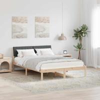 Bedframe Bruin en donkergrijs 135 x 190 cm Massief grenenhout Bedframe Bruin en donkergrijs 135 x 190 cm Massief grenenhout