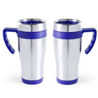 3x stuks rVS thermosbeker/warm houd koffiebeker blauw 500 ml