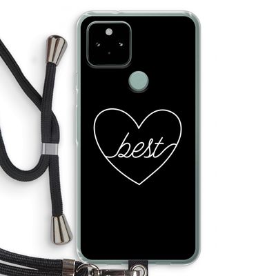 Best heart black: Pixel 5 Transparant Hoesje met koord