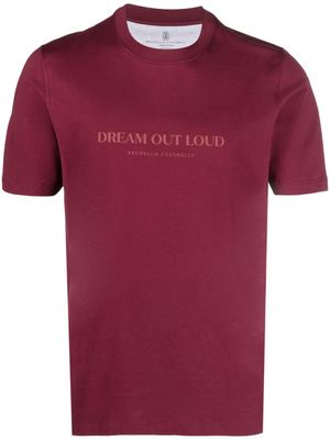 Brunello Cucinelli t-shirt en coton à slogan imprimé - Rouge