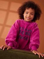 Fluwelen gladde meisjessweater donkerpaars - thumbnail