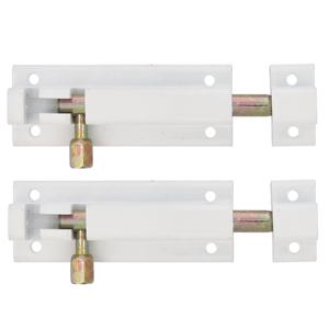 AMIG schuifslot/plaatgrendel - 4x - aluminium - 5 cm - wit - deur - schutting - raam