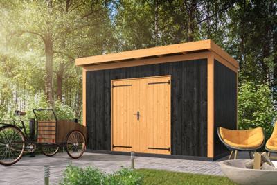 DHZ verblijf Enter 400x300 incl. dubbele deur en verticale wanden zwart geïmpregneerd