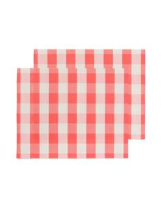 HEMA Placemats Geweven Plastic 35x45 Rood Met Ruiten - 2 Stuks (koraal)