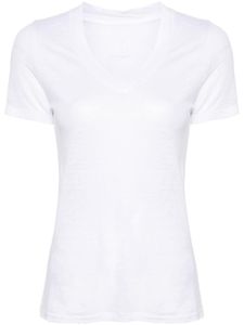 120% Lino t-shirt en lin à col v - Blanc