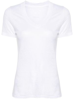120% Lino t-shirt en lin à col v - Blanc