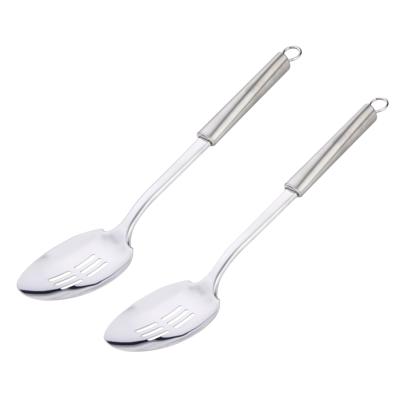 Alpina Keukengerei schuimspaan opscheplepel - 2x - zilver - RVS - 34 x 7 cm - groente lepel
