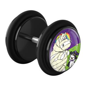 Fake plug met Chubby Unicorn Design Acryl / Chirurgisch staal 316L Fake Piercings