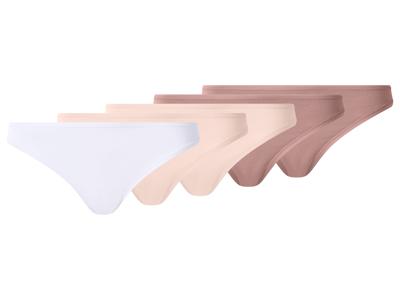 esmara Set van 5 dames strings (Roze/wit, S (36/38))