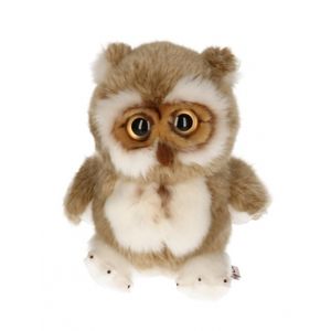 Pluche zittende uil bruin/wit 22 cm   -