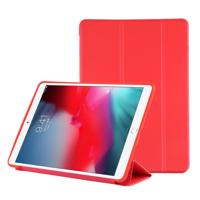 PU plastic bodem geval opvouwbare vervorming links en rechts Flip lederen draagtas met drie voudige beugel & Smart Sleep voor iPad Air3 2019 (rood)