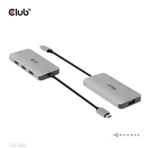 club3D CSV-1547 USB-C (USB 3.2 Gen 2) multiport hub 4 poorten Zwart, Zilver