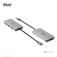 club3D CSV-1547 USB-C (USB 3.2 Gen 2) multiport hub 4 poorten Zwart, Zilver - thumbnail