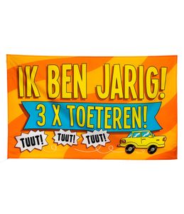 XXL Gevelvlag ik ben jarig 3x toeteren