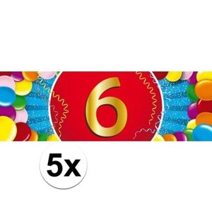 5x 6 Jaar leeftijd stickers verjaardag versiering   -