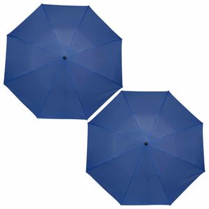 2x stuks kleine opvouwbare paraplus blauw 93 cm