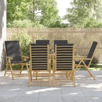 Tuinstoelen 6 st inklapbaar met kussens bamboe donkergrijs
