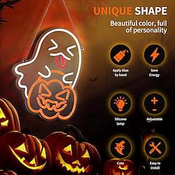 1 pc halloween neon decoratie wandlamp pompoen spookvormige woonkamer restaurant bar sfeer decoratie lamp dimbare usb-voeding eenvoudig te installeren Lightinthebox