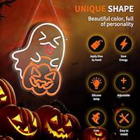 1 pc halloween neon decoratie wandlamp pompoen spookvormige woonkamer restaurant bar sfeer decoratie lamp dimbare usb-voeding eenvoudig te installeren Lightinthebox - thumbnail