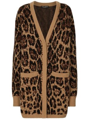 Dolce & Gabbana cardigan à motif léopard - Marron
