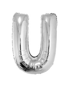 Folieballon zilver letter 'U' groot